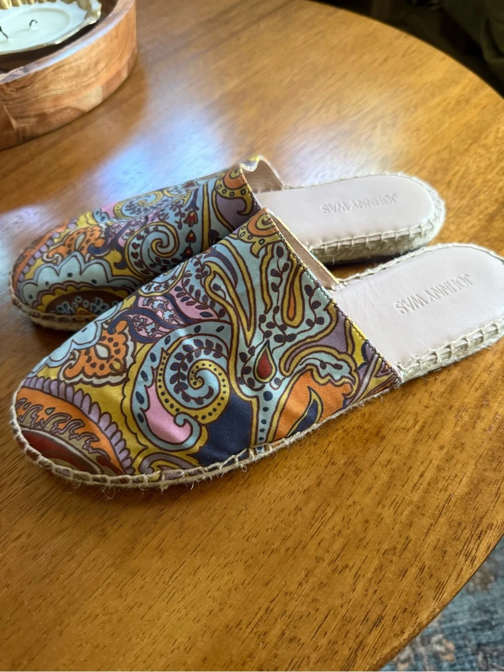 Johnny Was Paisley Slip-On Espadrille Mules Womens size 9.5